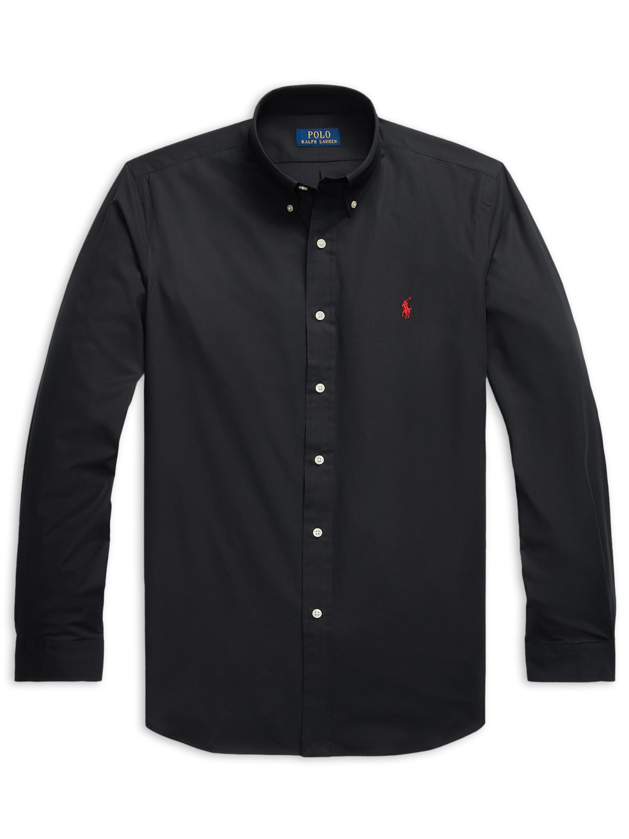 Camisa Masculina Manga Longa Custom Poplin Logo Bordado Preto Polo Ralph Lauren