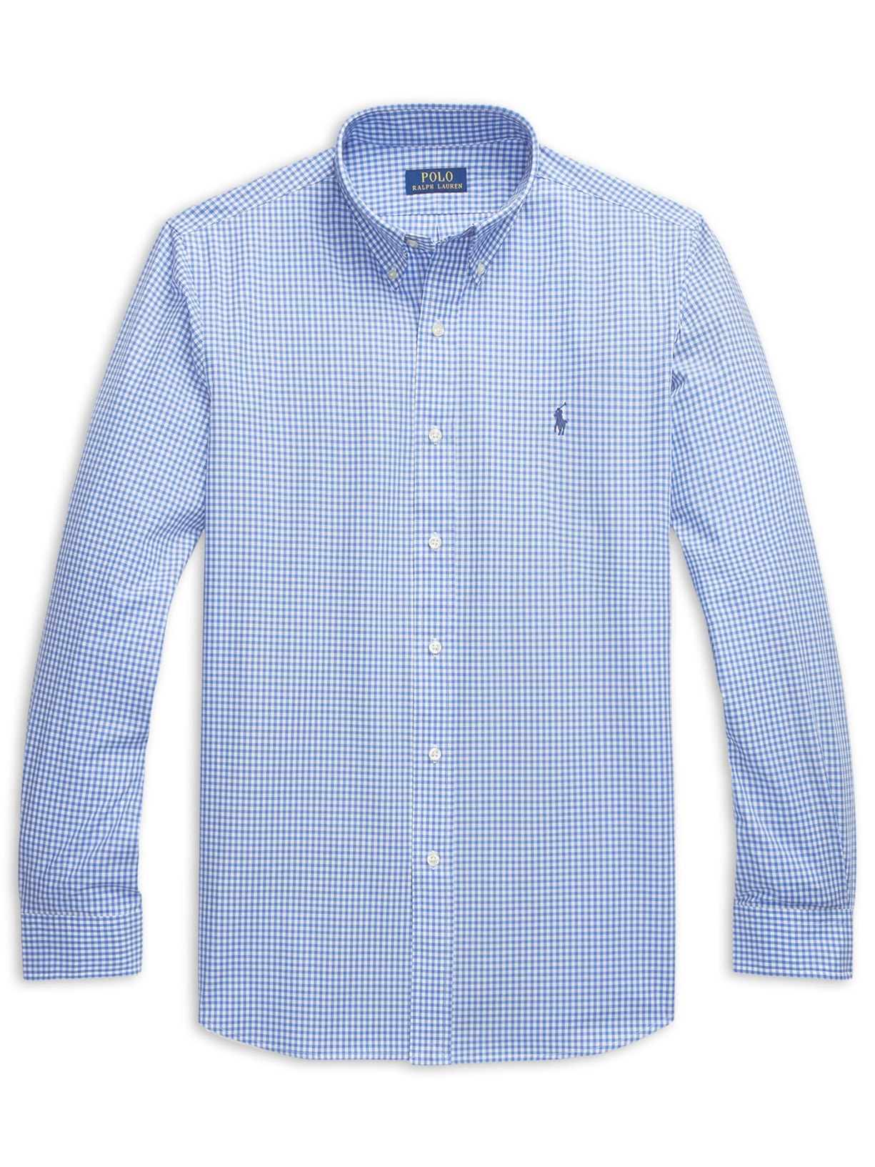 Camisa Masculina Manga Longa Custom Poplin Xadrez Logo - Azul