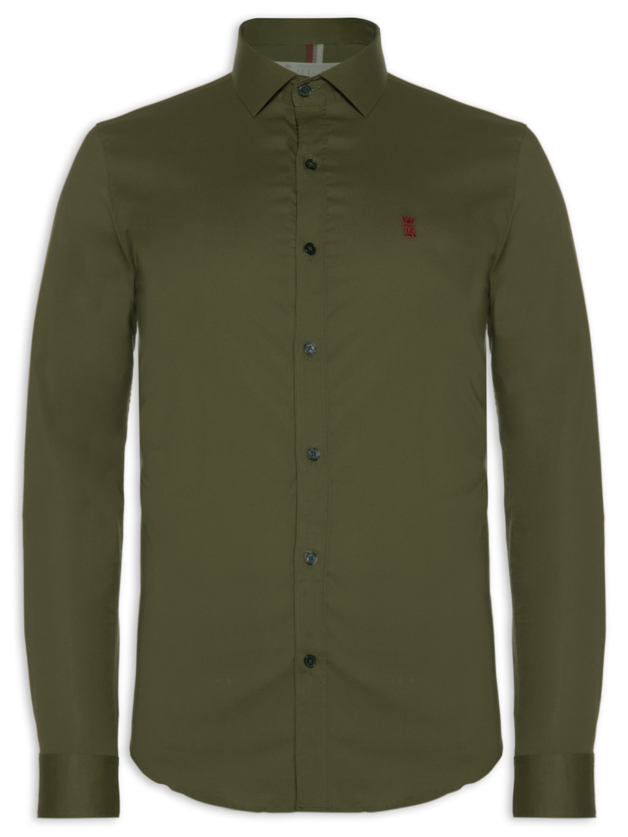 Camisa Masculina Manga Longa Elastano Gorgurão Verde Sergio K