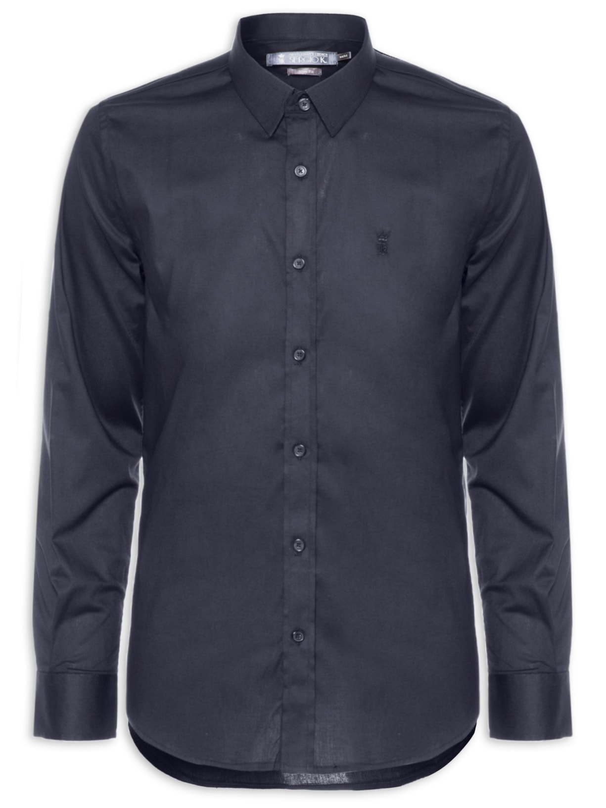 Camisa Masculina Manga Longa Elastano Lisa - Azul