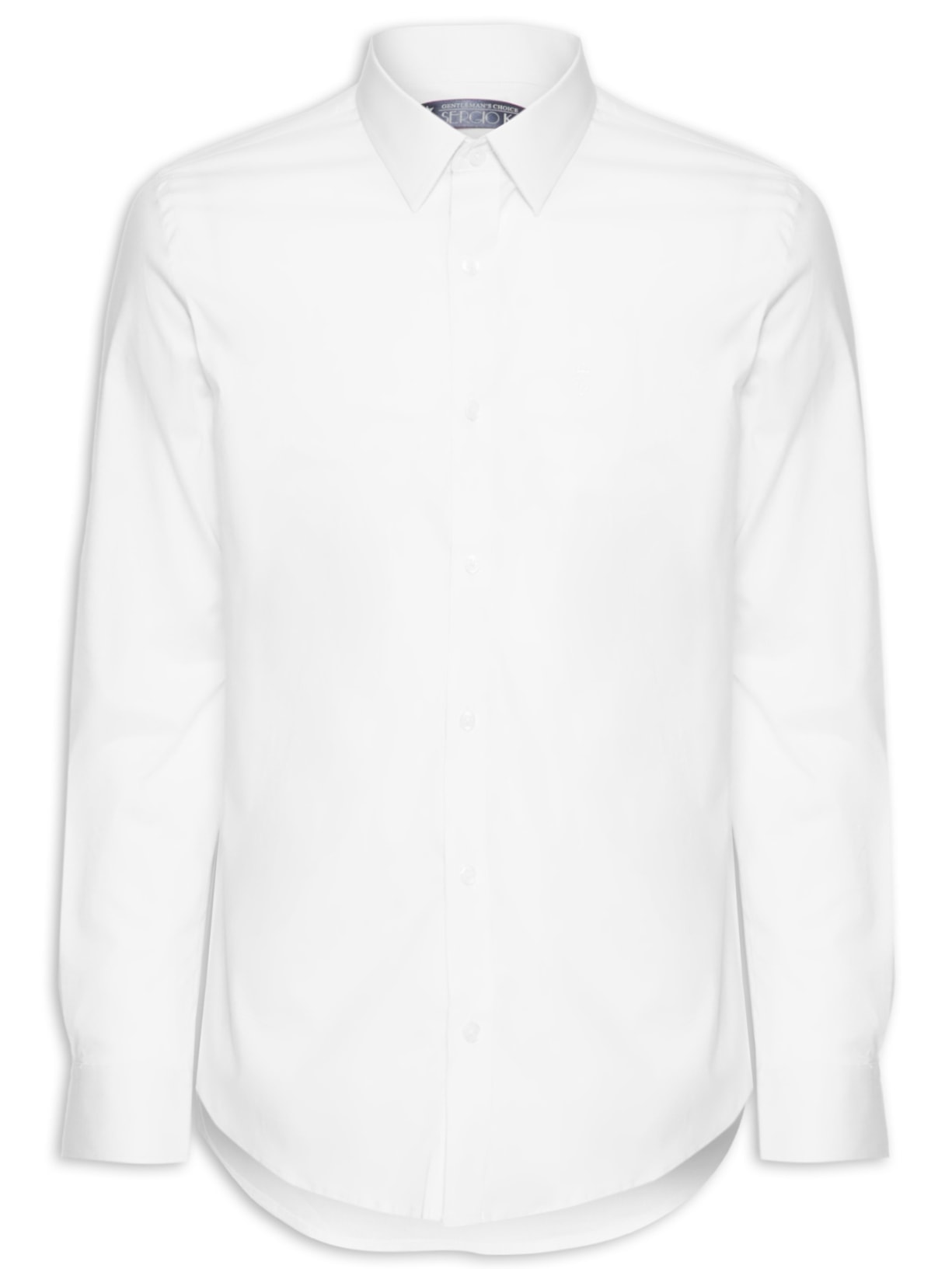 Camisa Masculina Manga Longa Elastano Lisa - Branco