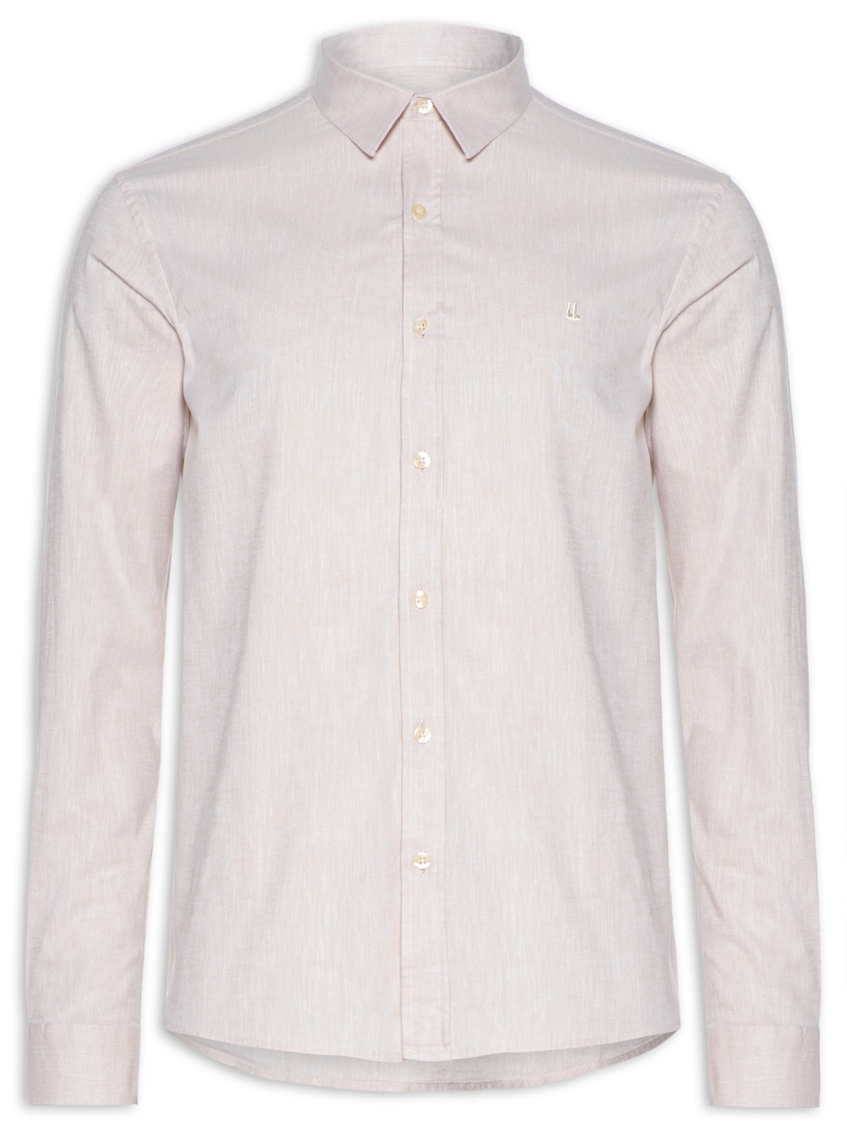 Camisa Masculina Manga Longa Fio Tinto Color - Bege