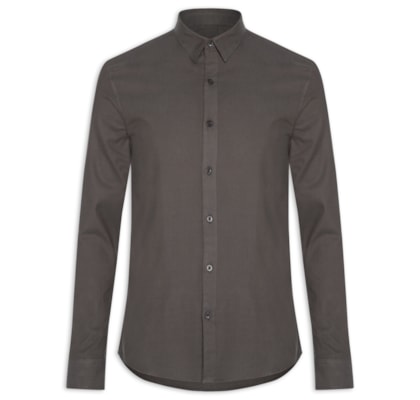 Camisa Masculina Manga Longa Flanela Lisa - Marrom