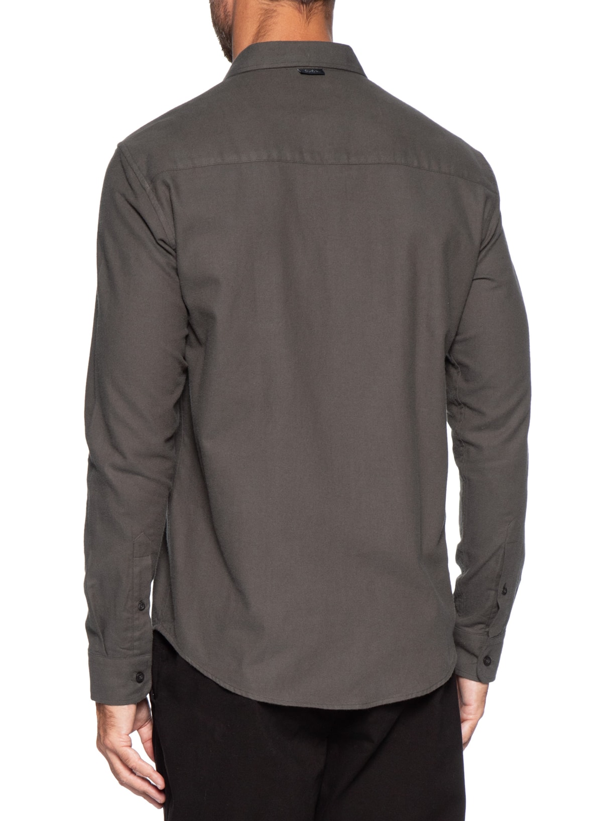 Camisa Masculina Manga Longa Flanela Lisa Marrom Foxton