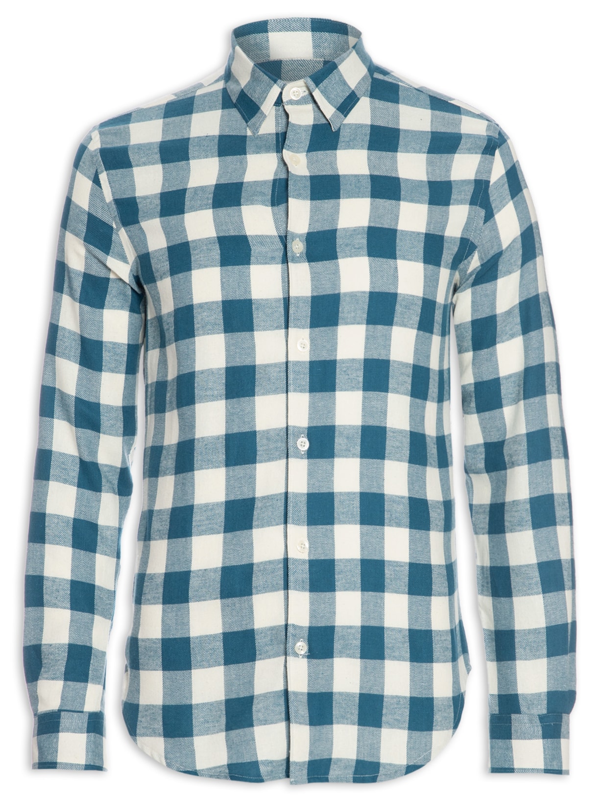 Camisa Masculina Manga Longa Flanela Maxi Vichy - Branco