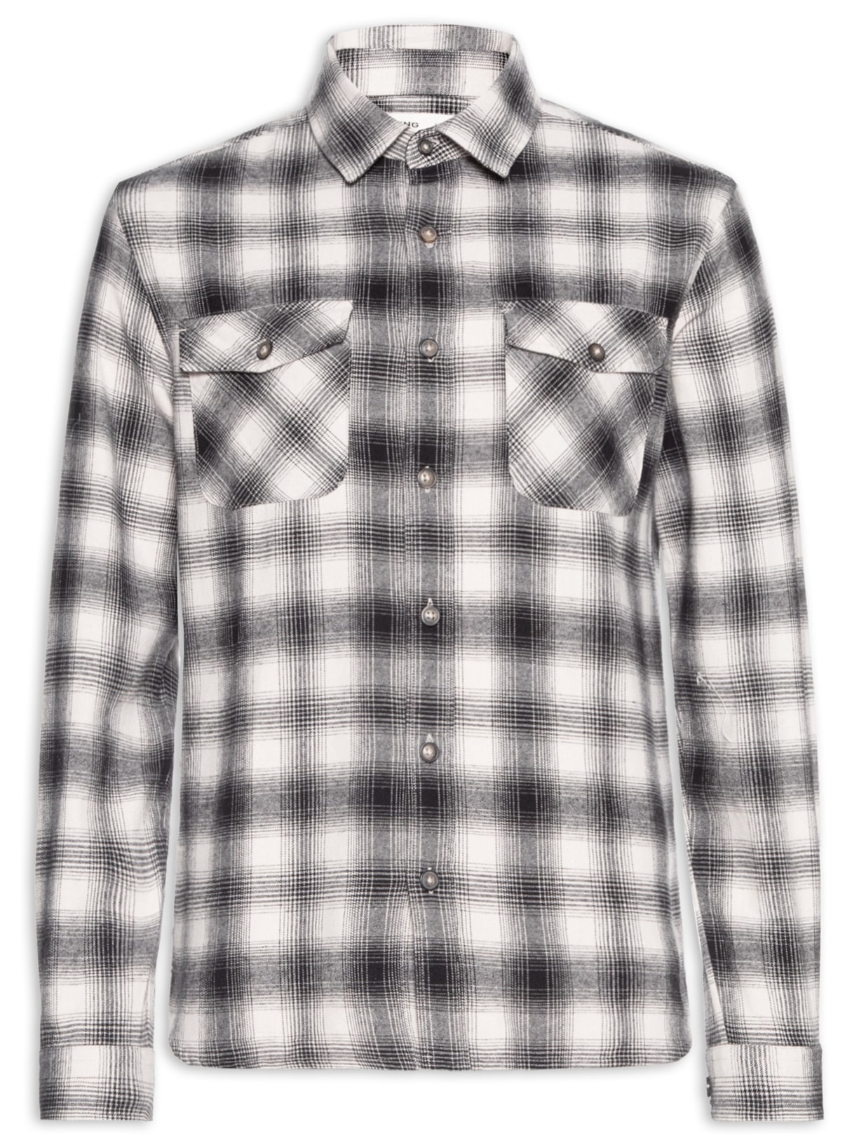 Camisa Masculina Manga Longa Flanela Xadrez - Preto