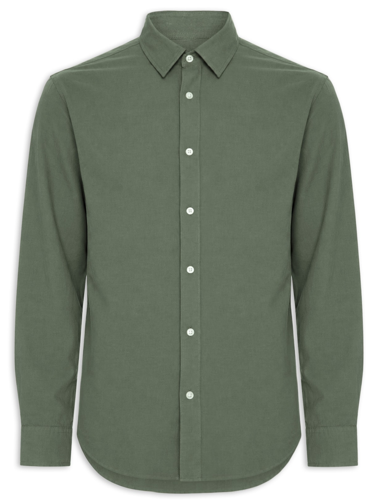 Camisa Masculina Manga Longa Gola Resort Blend De Linho Verde Jack & Jones