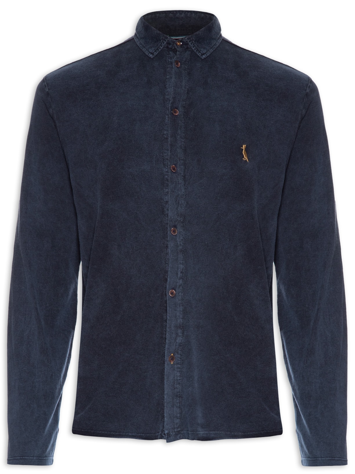 Camisa Masculina Manga Longa índigo A Fio - Azul