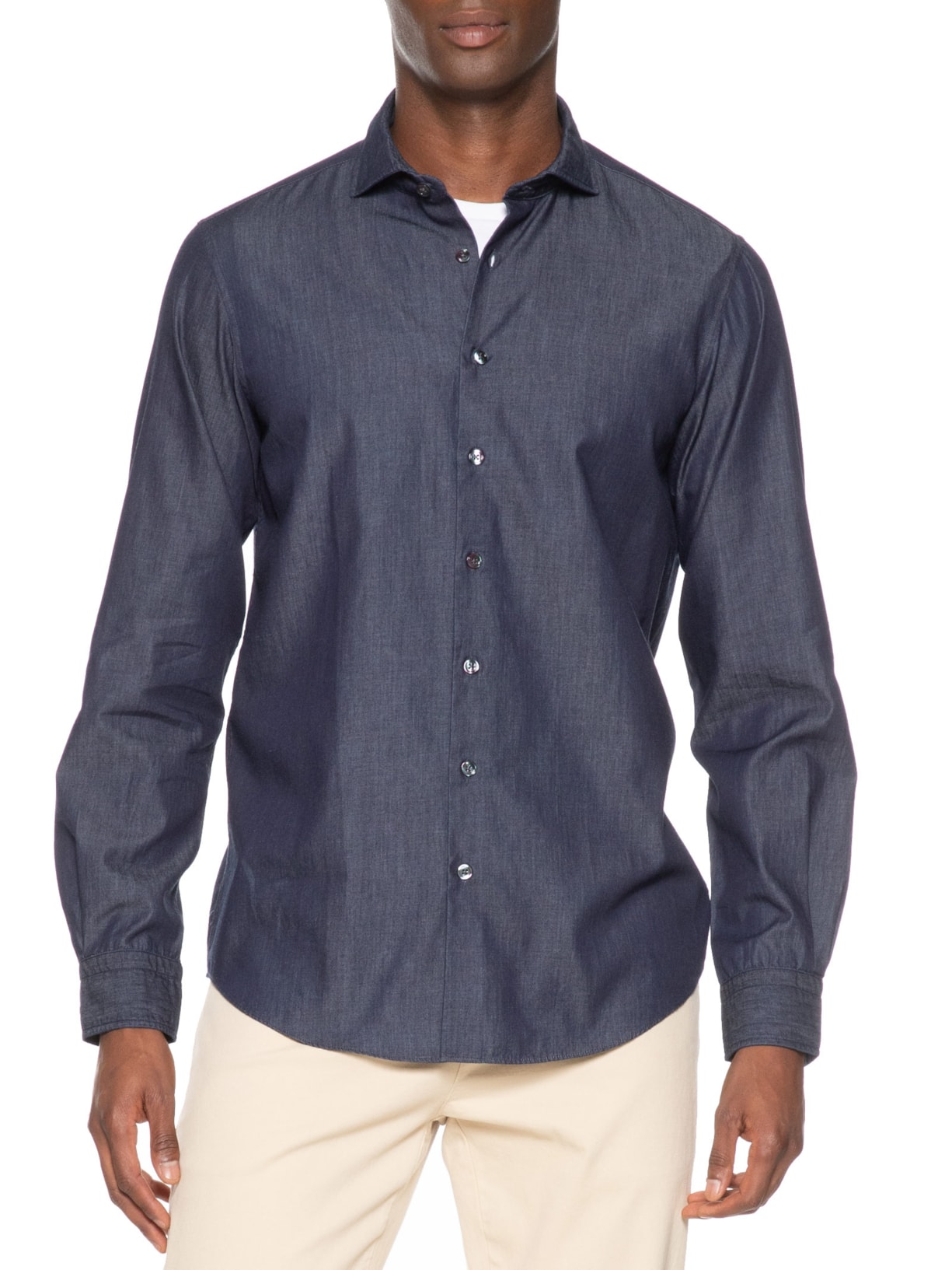 Camisa Masculina Manga Longa Indigo Premium Azul Paramount Alfaiataria