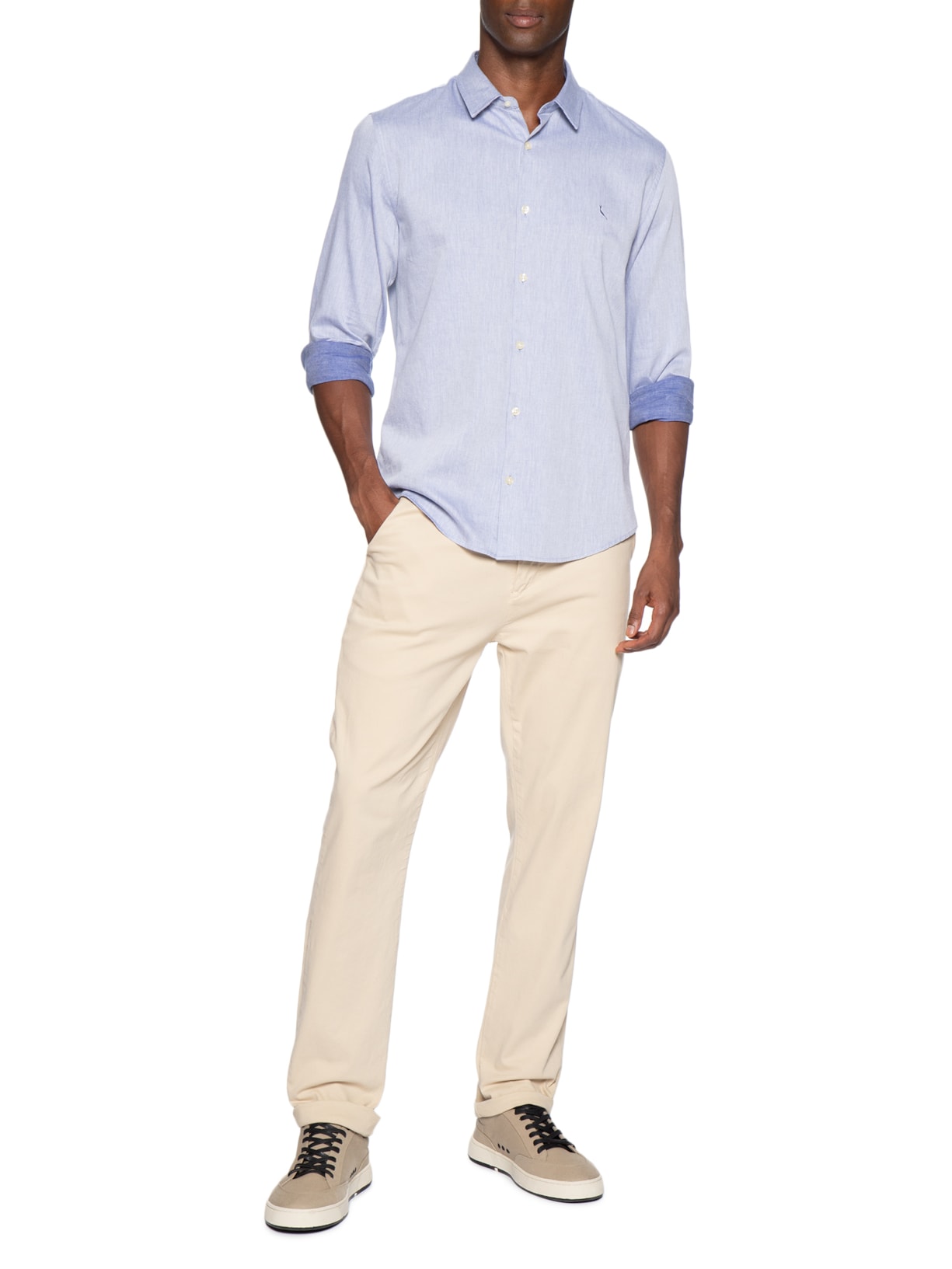 Camisa Masculina Manga Longa Kiro Azul Reserva