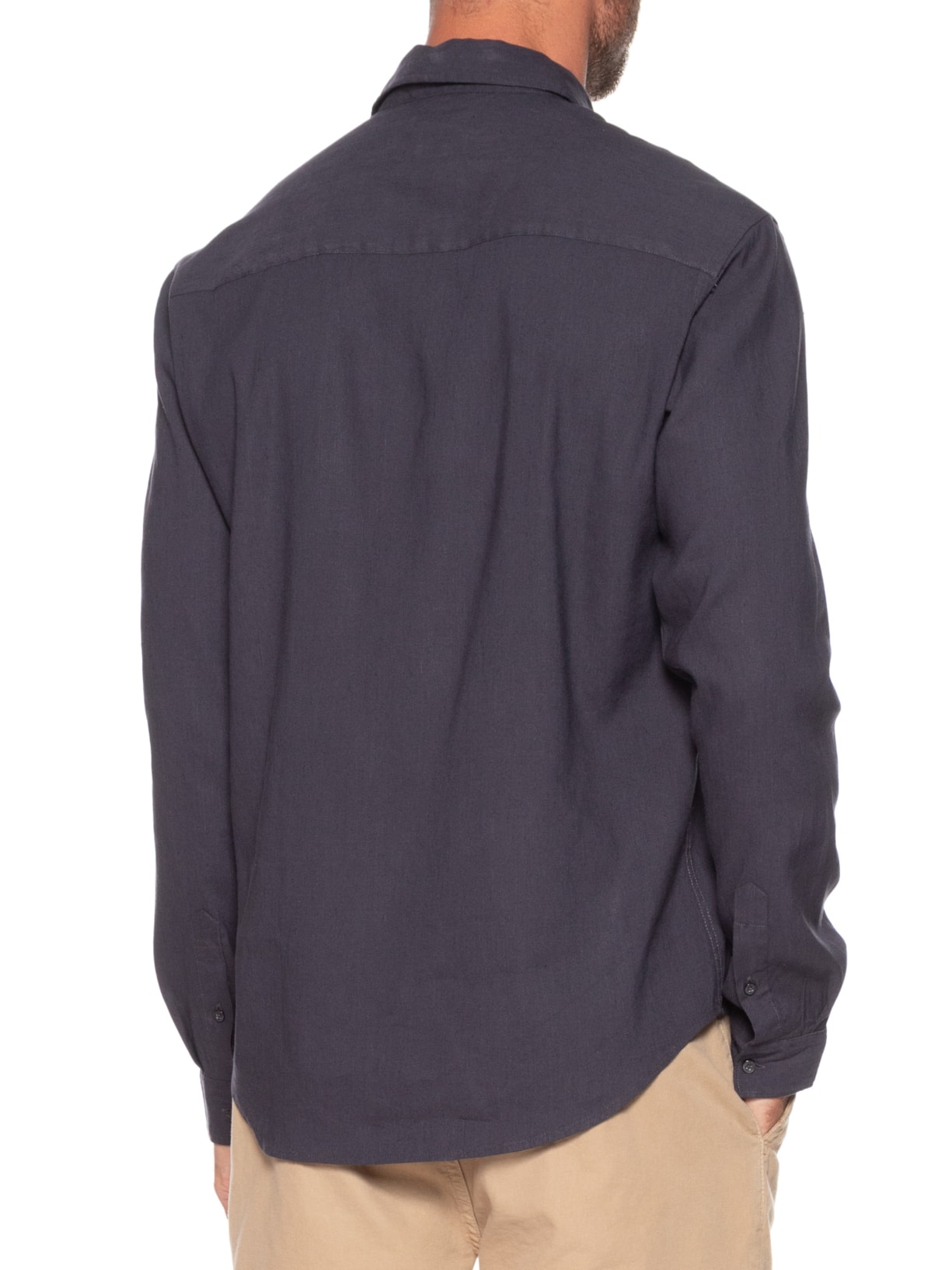 Camisa Masculina Manga Longa Linho Alvorada Azul Foxton