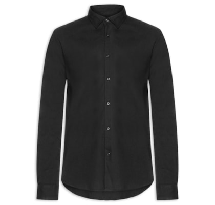 Camisa Masculina Manga Longa Linho Alvorada - Preto