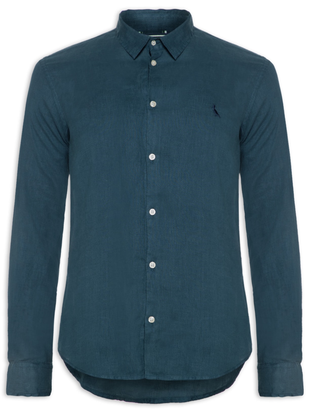 Camisa Masculina Manga Longa Linho - Azul