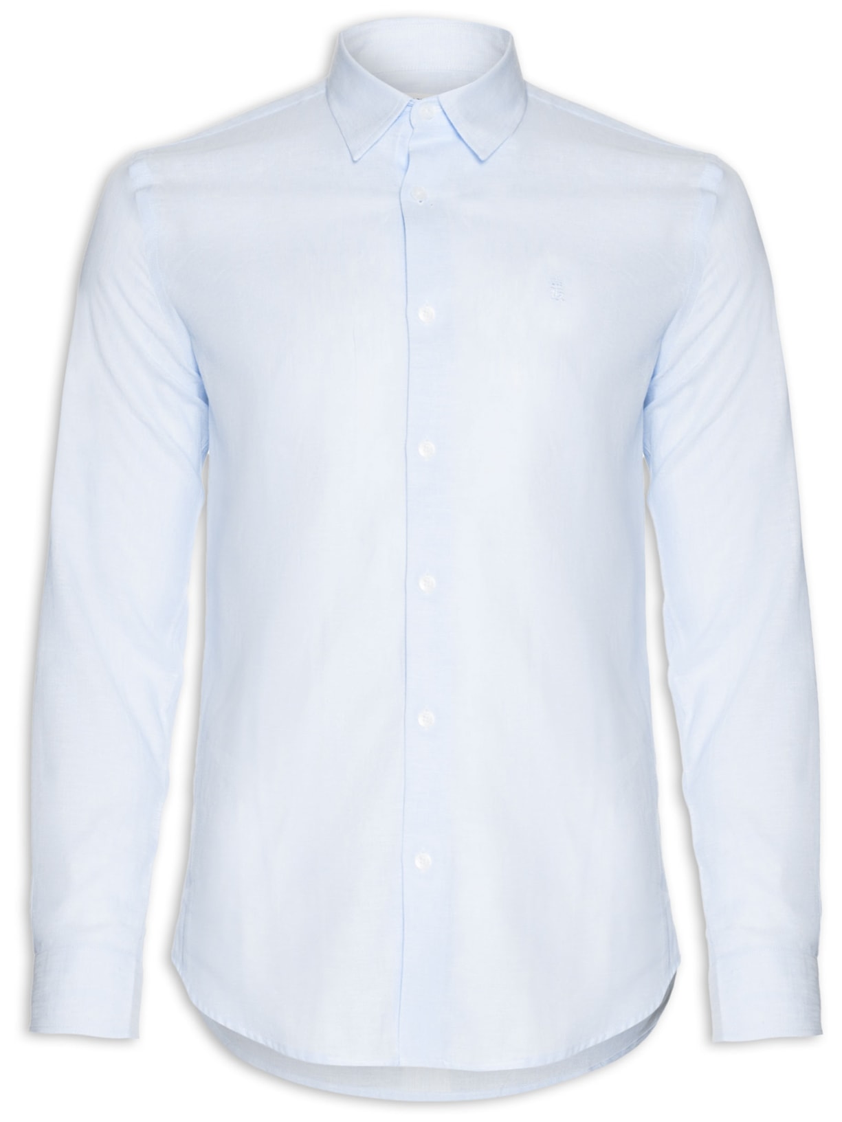 Camisa Masculina Manga Longa Linho - Azul