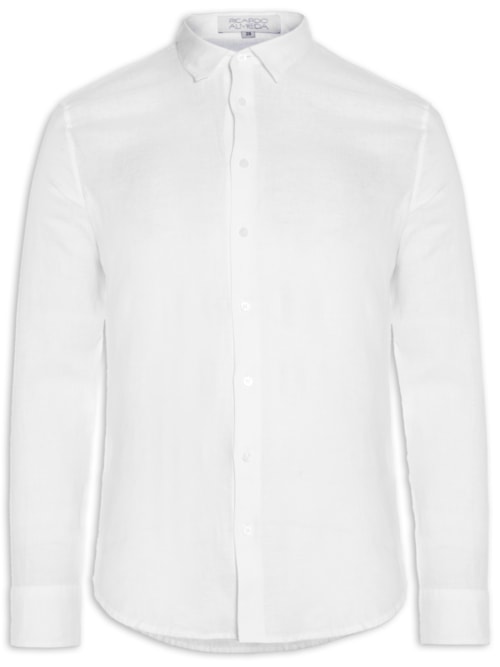 Camisa Masculina Manga Longa Linho Basic - Branco