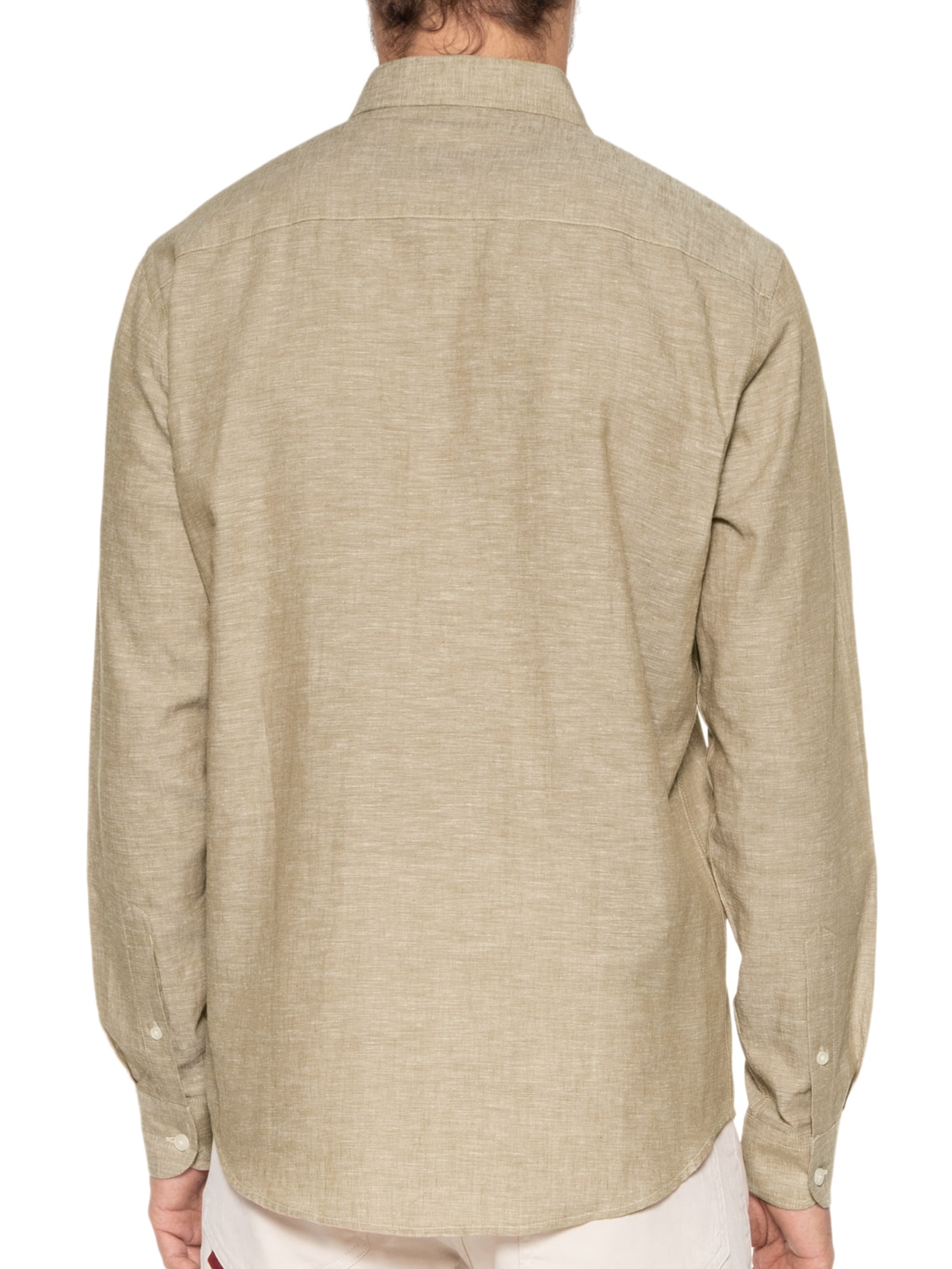 Camisa Masculina Manga Longa Linho Casual Bege Sergio K