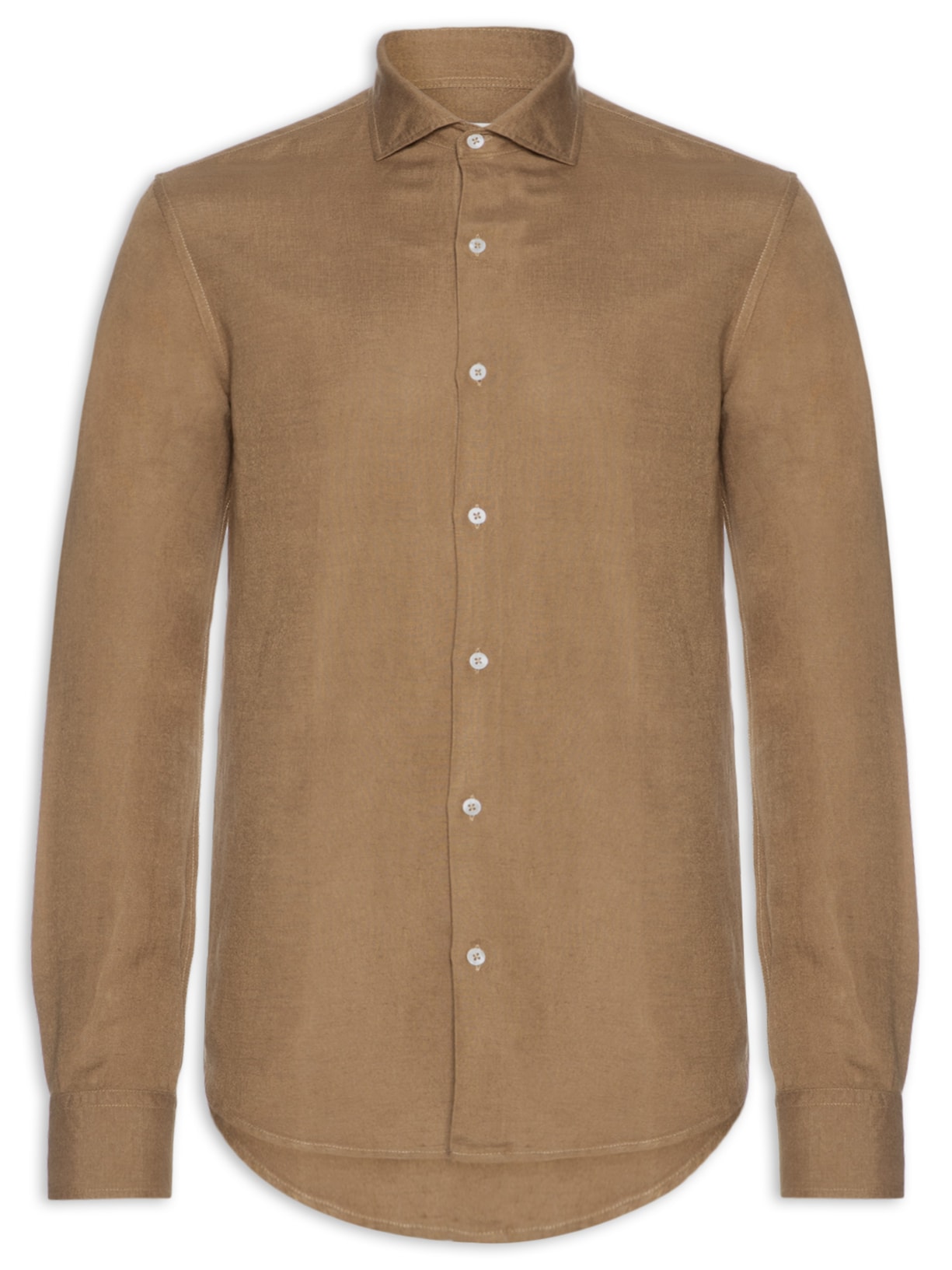 Camisa Masculina Manga Longa Linho Enseada New Marrom Foxton