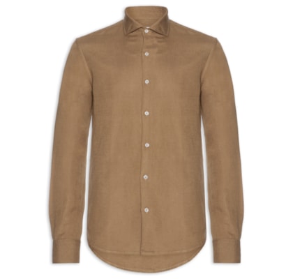 Camisa Masculina Manga Longa Linho Enseada New - Marrom