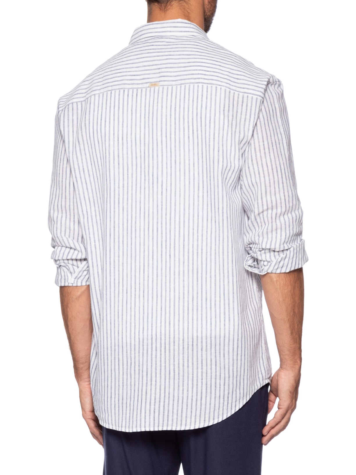 Camisa Masculina Manga Longa Linho Lastra Atalaia Azul Foxton