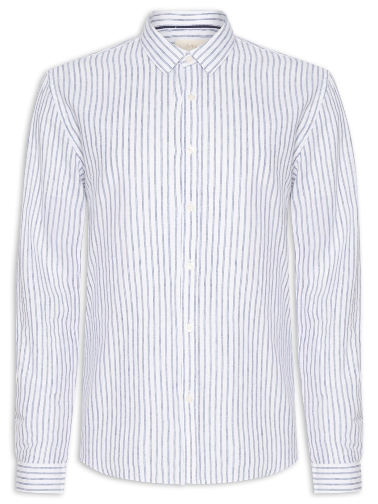 Camisa Masculina Manga Longa Linho Lastra Atalaia Azul Foxton