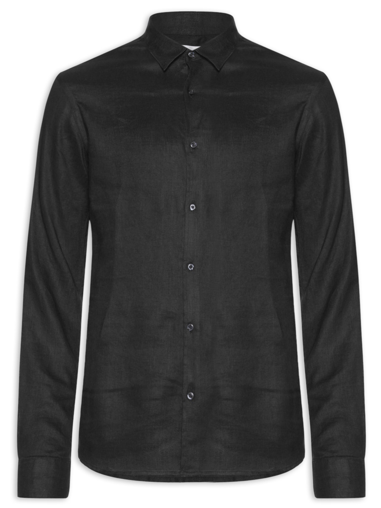 Camisa Masculina Manga Longa Linho Lumiar - Preto