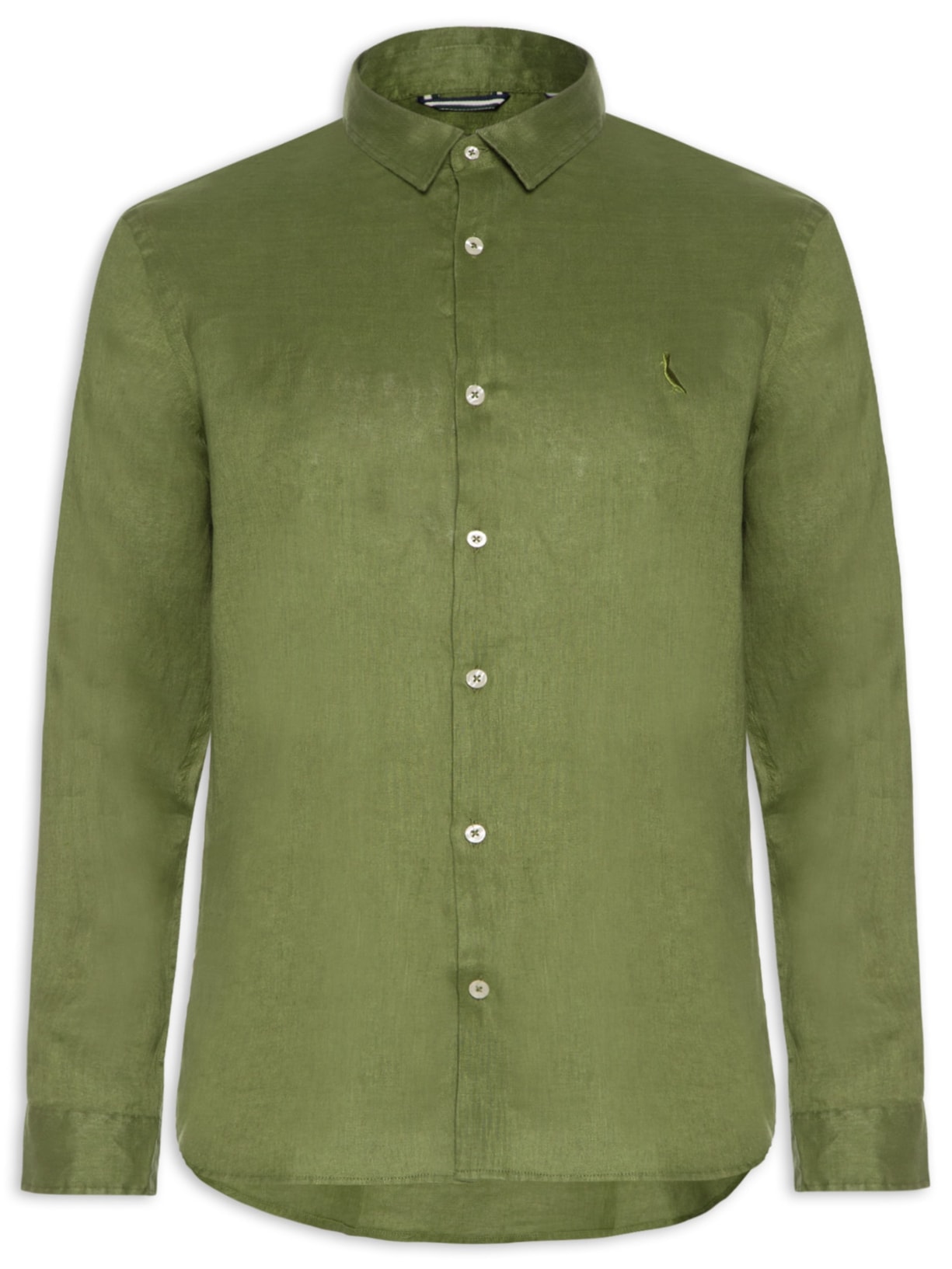 Camisa Masculina Manga Longa Linho - Marrom