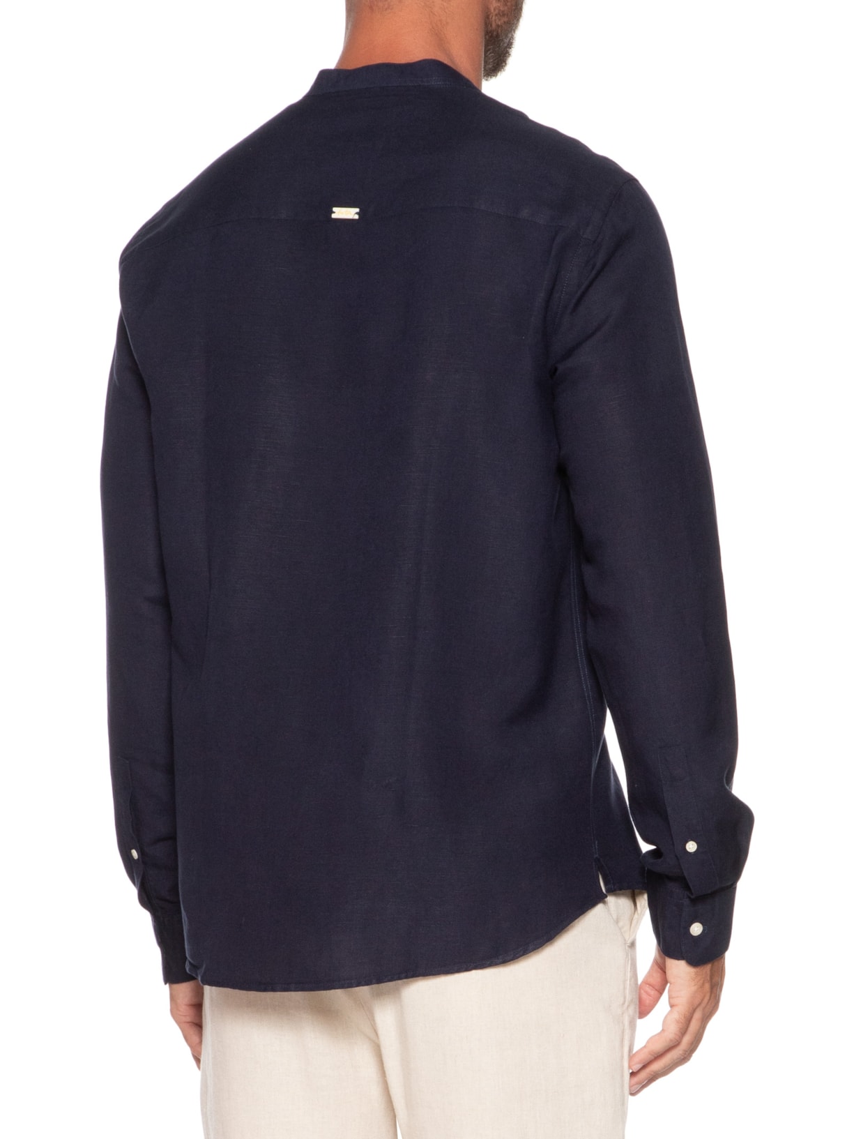 Camisa Masculina Manga Longa Linho Priest New II Azul Foxton