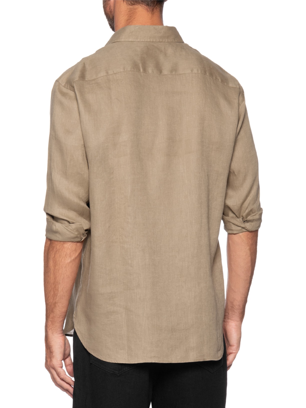 Camisa Masculina Manga Longa Linho Summer Marrom Oficina Reserva