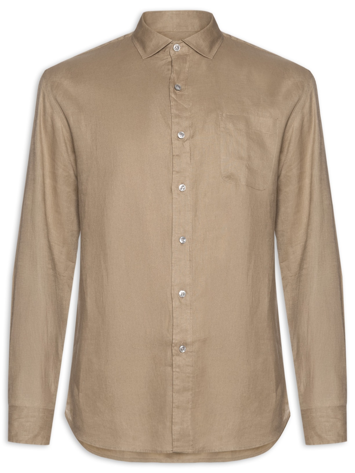 Camisa Masculina Manga Longa Linho Summer Marrom Oficina Reserva