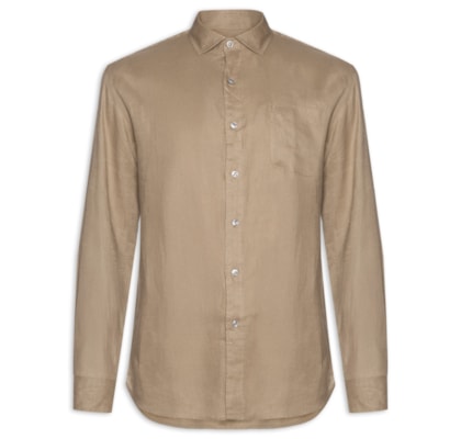 Camisa Masculina Manga Longa Linho Summer - Marrom