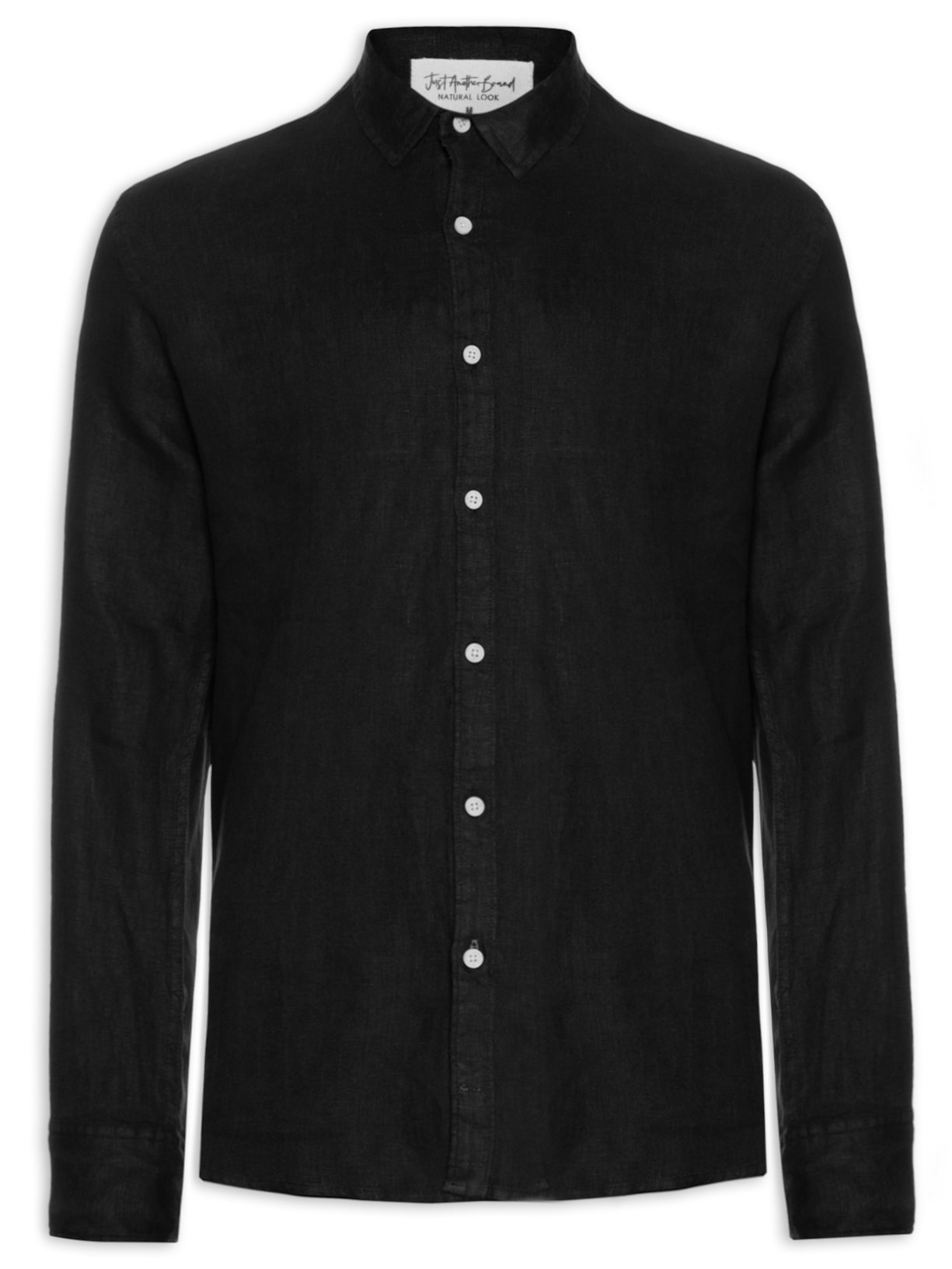 Camisa Masculina Manga Longa Linho Tinturado - Preto
