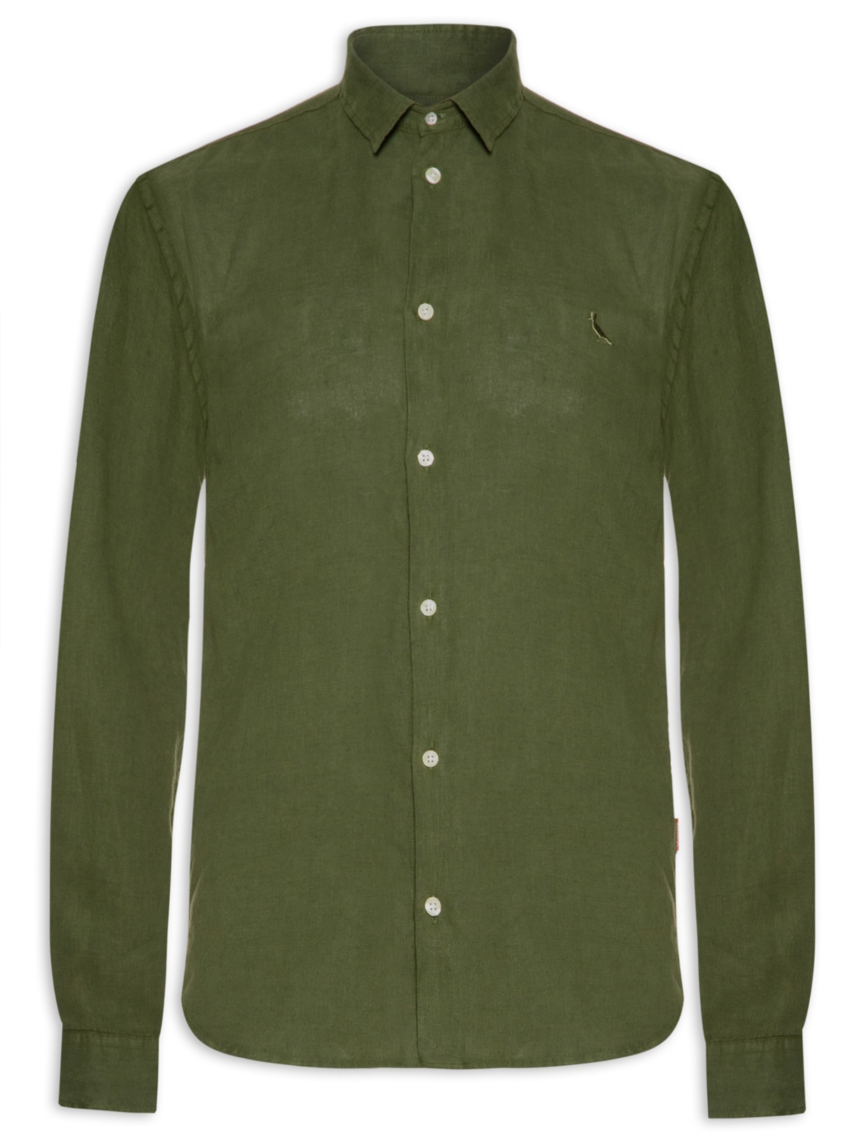 Camisa Masculina Manga Longa Linho Tinturado - Verde