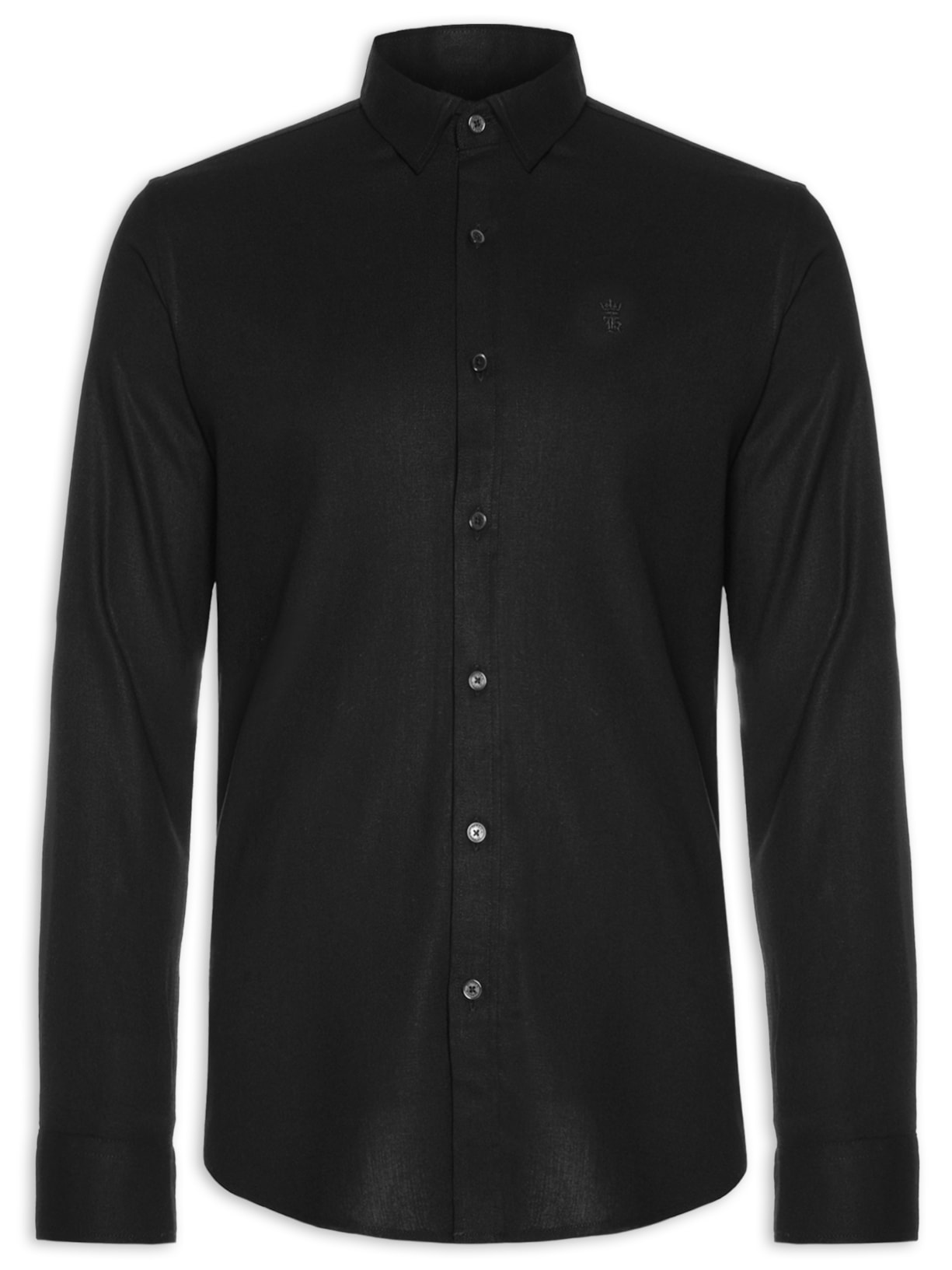 Camisa Masculina Manga Longa Linho Washed - Preto
