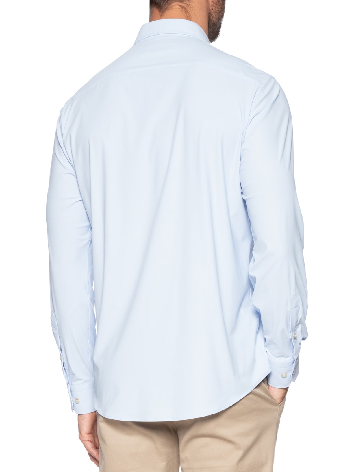 Camisa Masculina Manga Longa Lisa Azul Paramount Alfaiataria