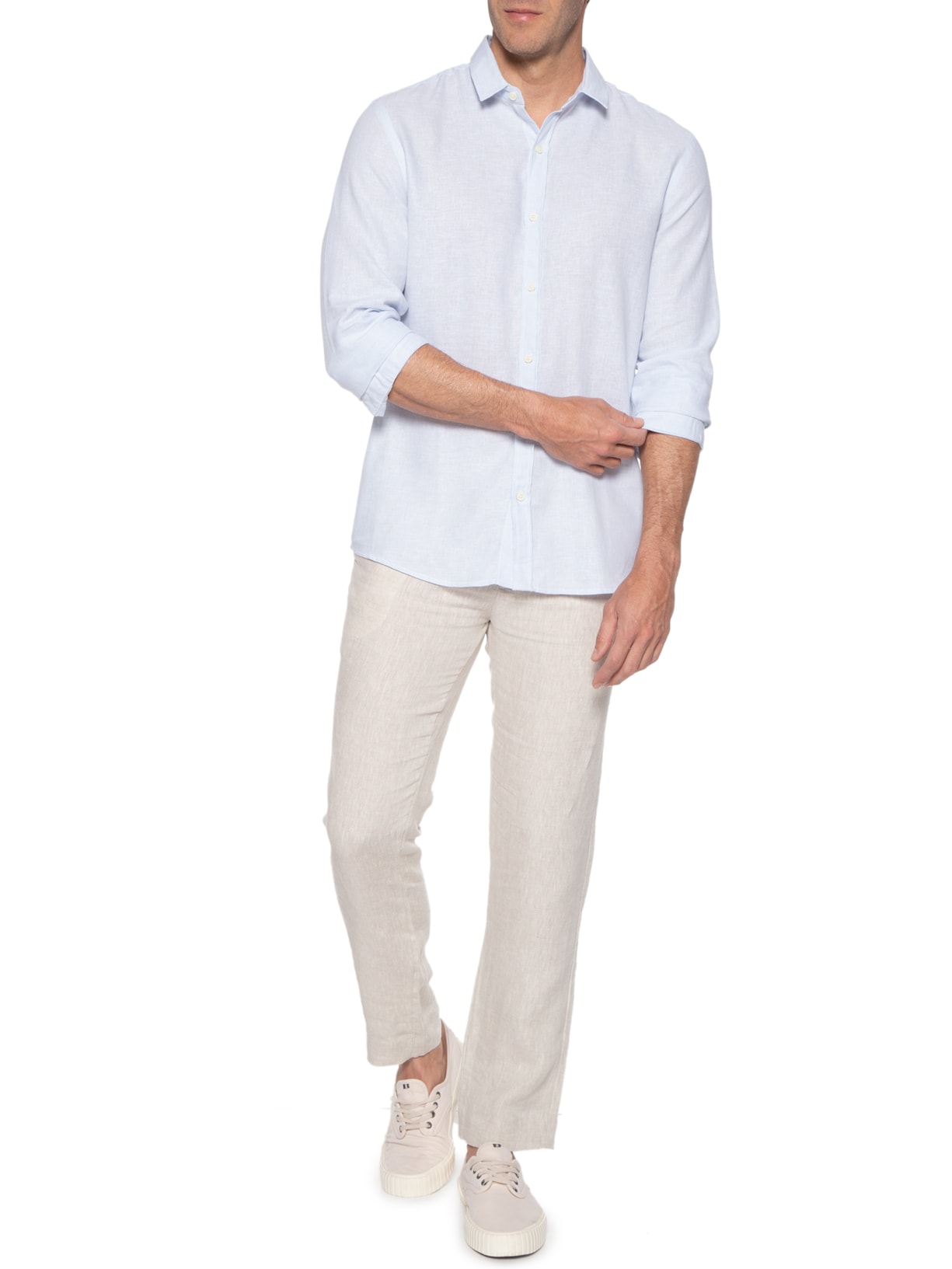 Camisa Masculina Manga Longa Listrada Azul Jab