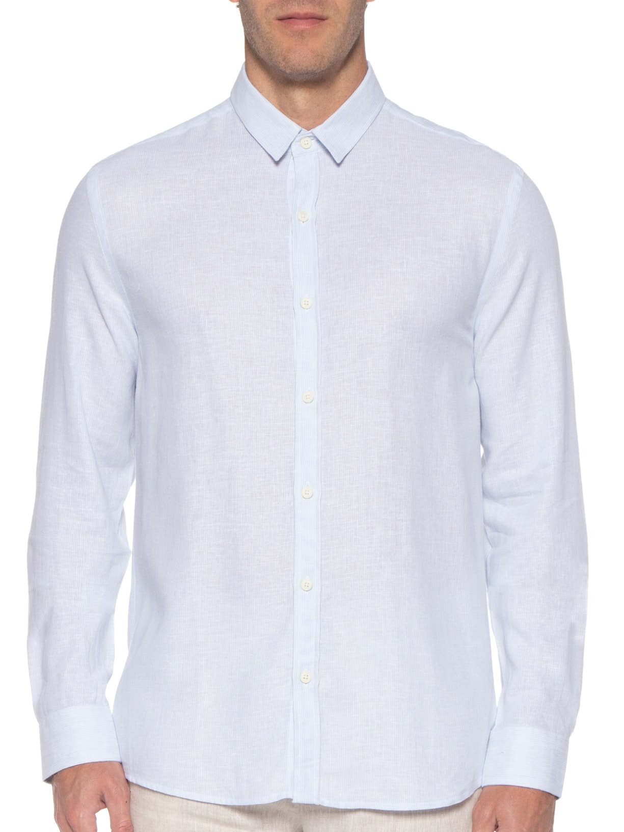 Camisa Masculina Manga Longa Listrada Azul Jab