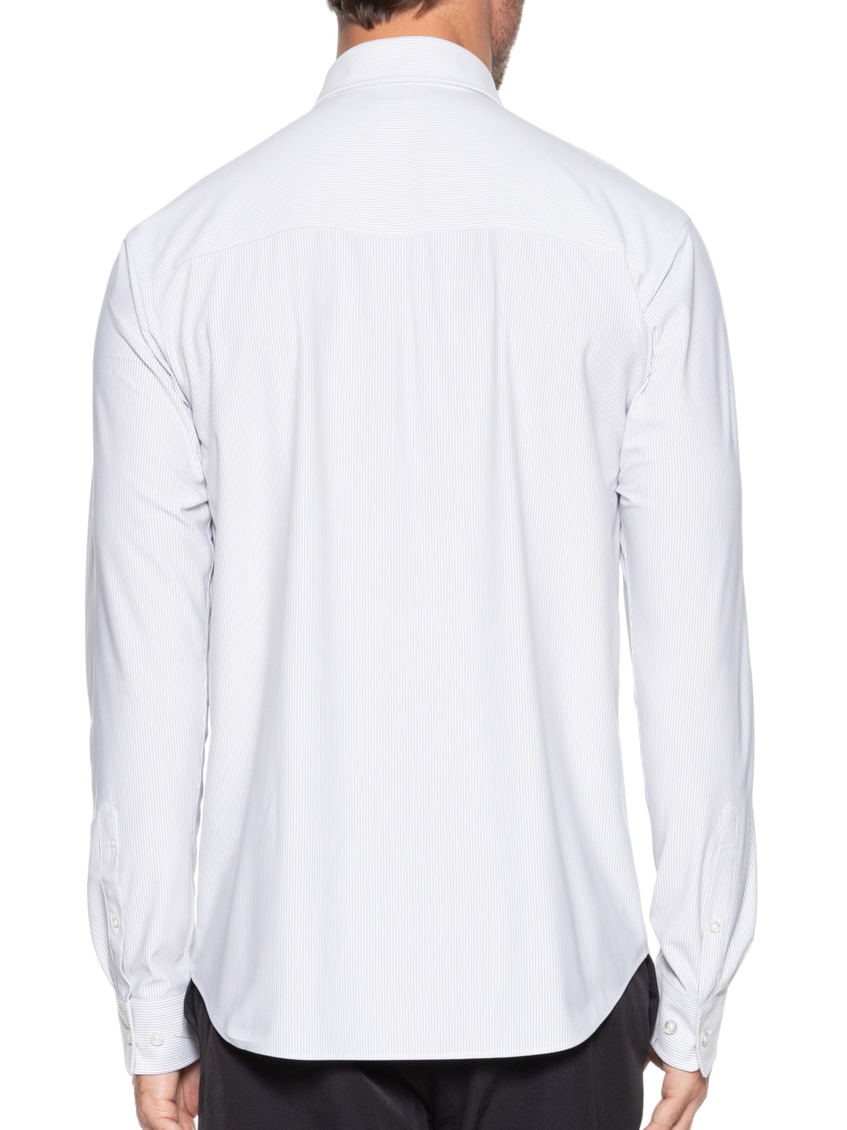 Camisa Masculina Manga Longa Listrada Branco Foxton