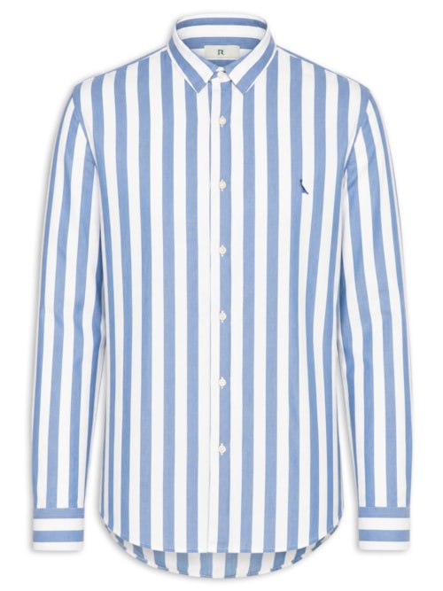 Camisa Masculina Manga Longa Listras Erbe Co - Azul