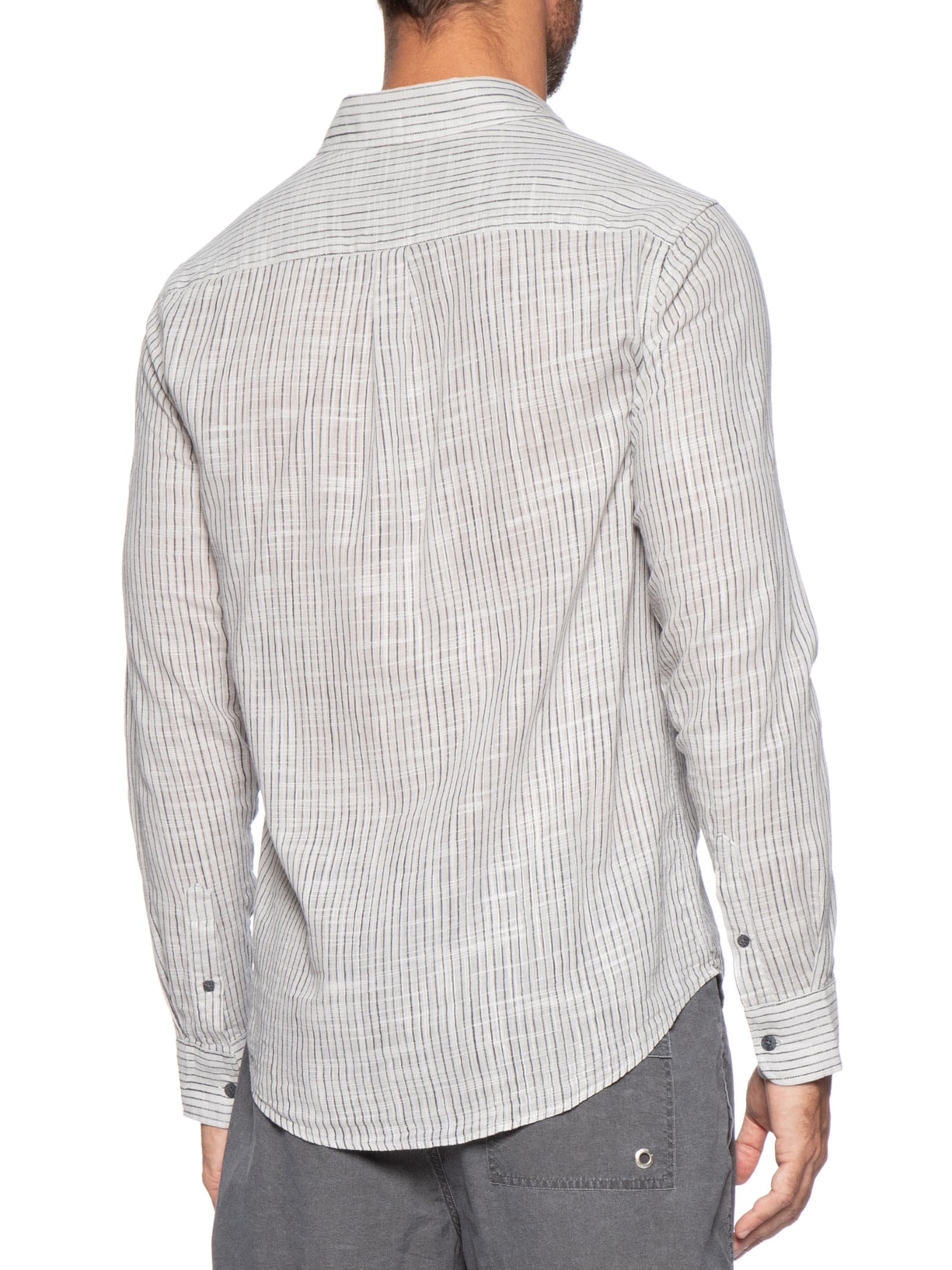 Camisa Masculina Manga Longa Listras James Cinza Reserva