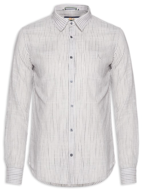 Camisa Masculina Manga Longa Listras James - Cinza