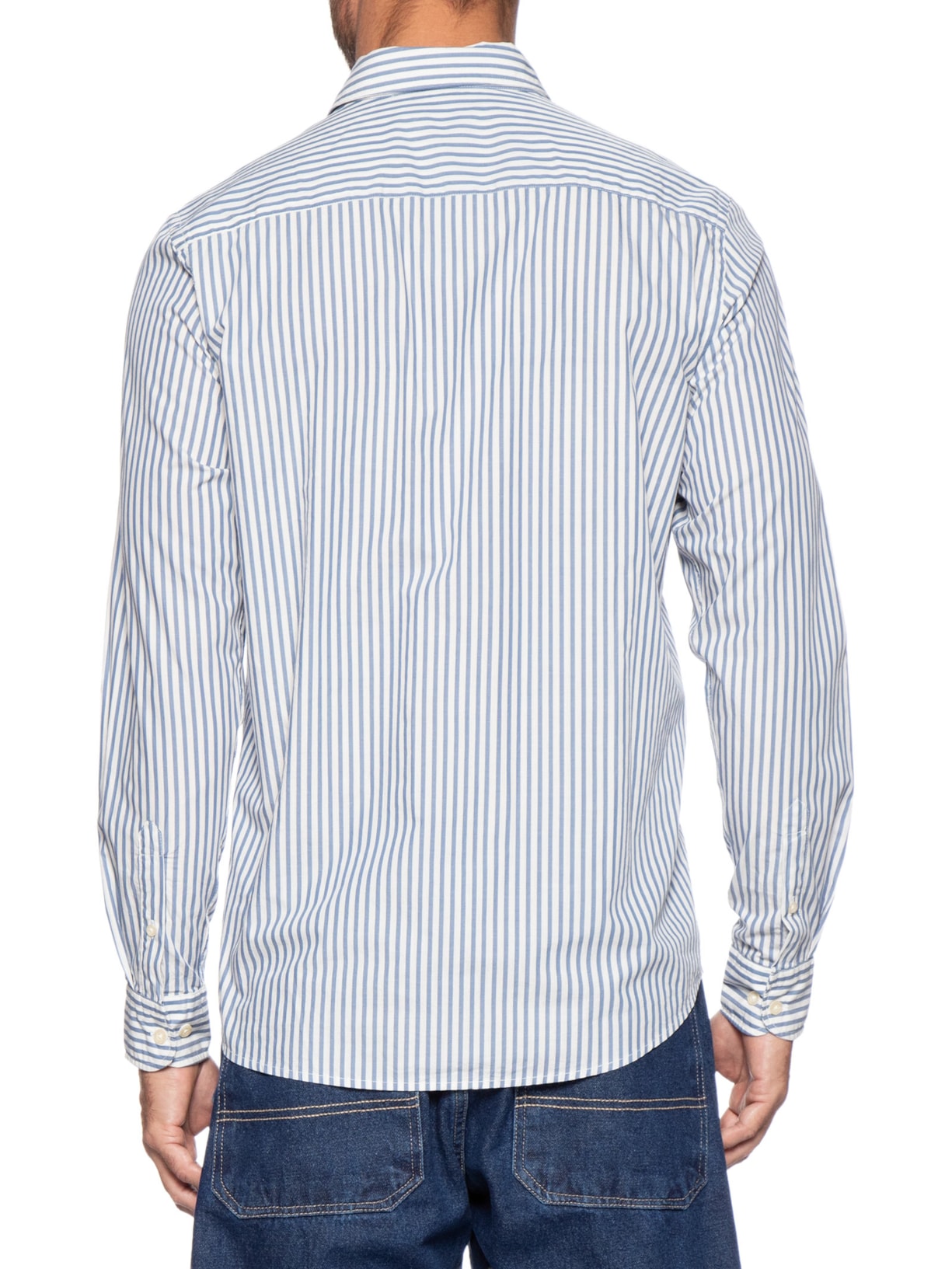 Camisa Masculina Manga Longa Listras San Azul Reserva