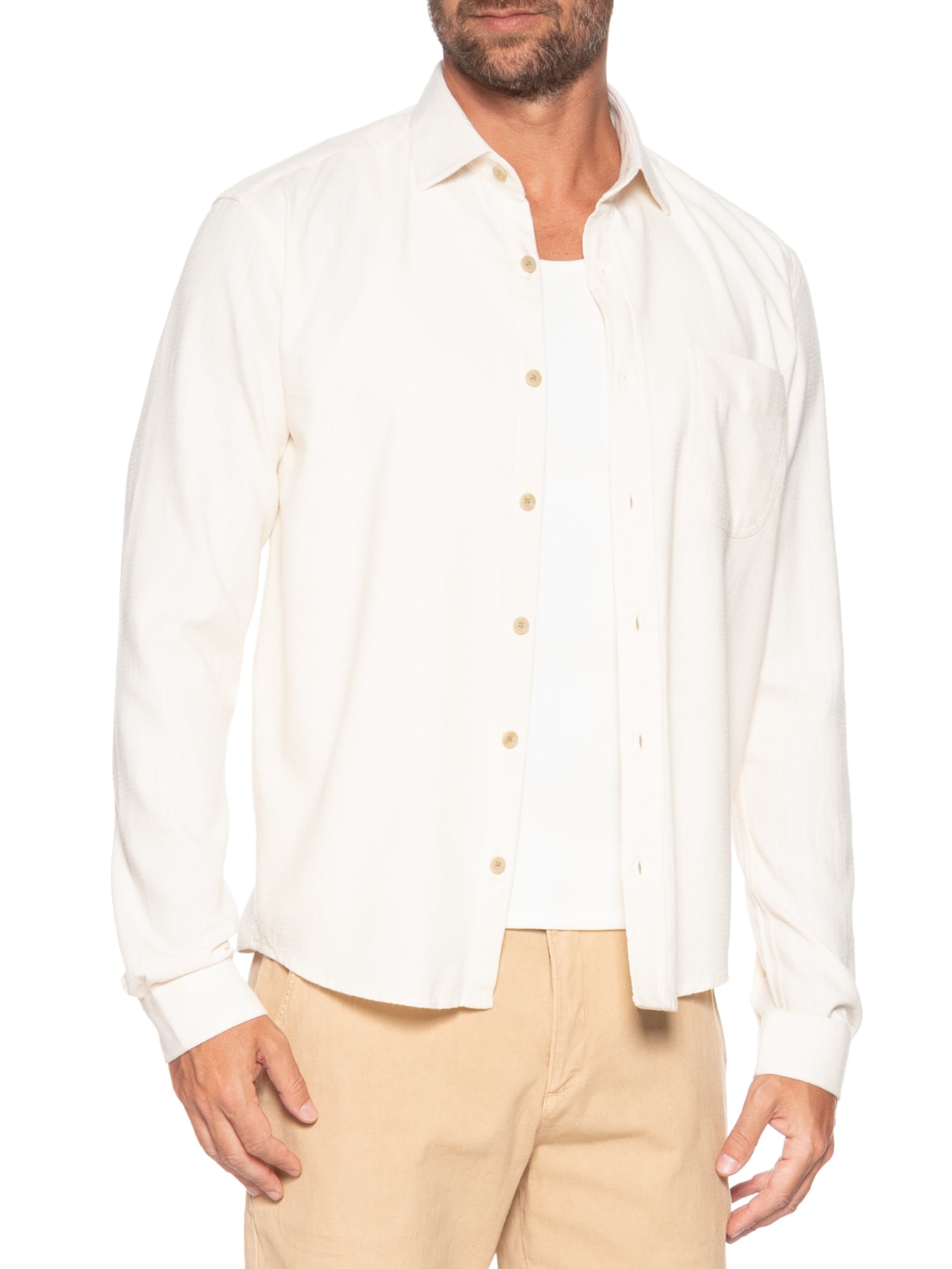 Camisa Masculina Manga Longa Magara Off White Foxton