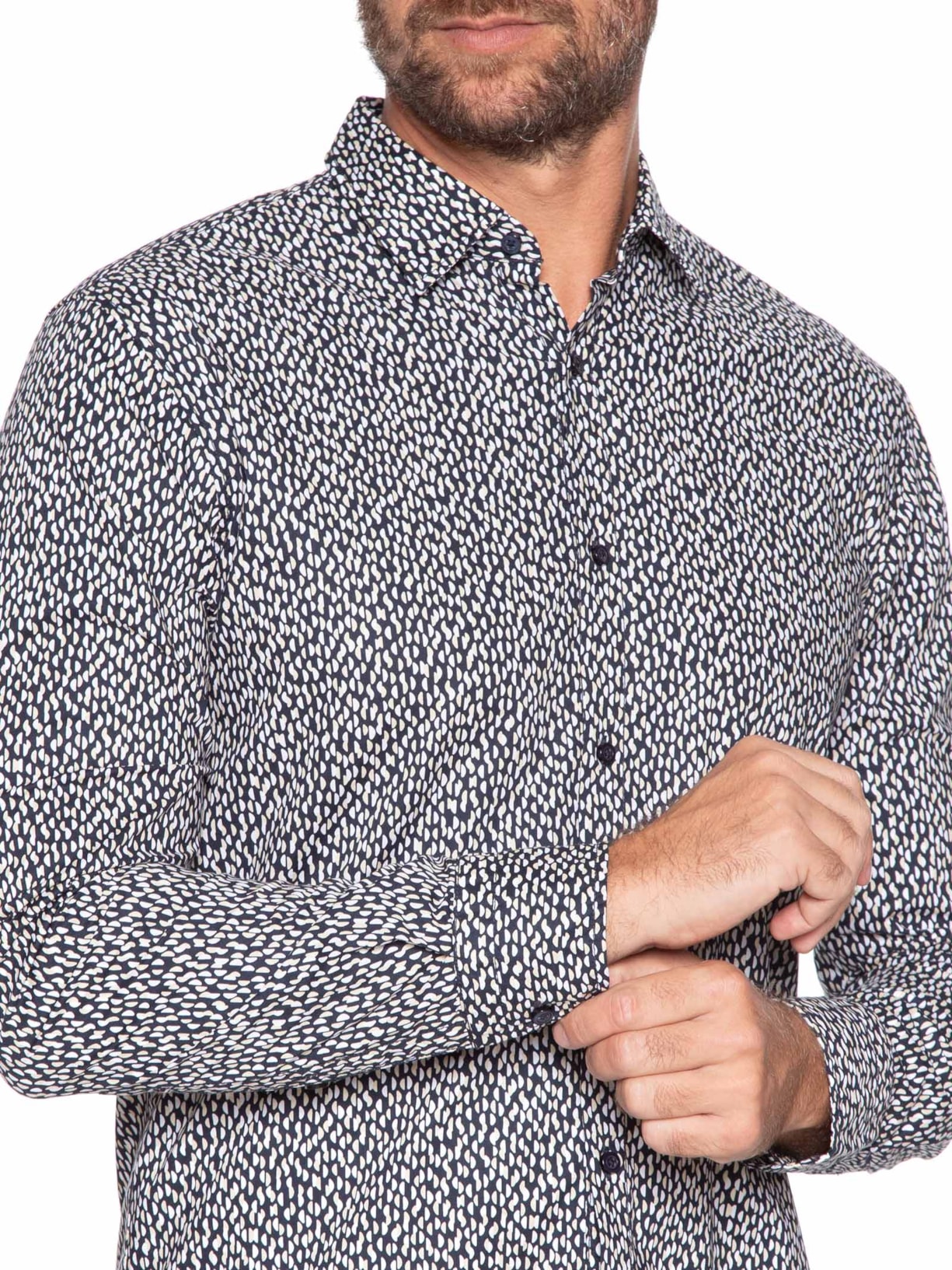 Camisa Masculina Manga Longa Magneton Azul Boss