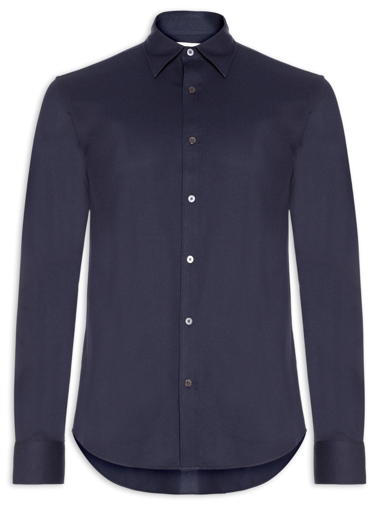 Camisa Masculina Manga Longa Maquinetada Azul Foxton