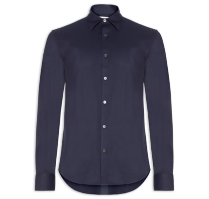 Camisa Masculina Manga Longa Maquinetada - Azul
