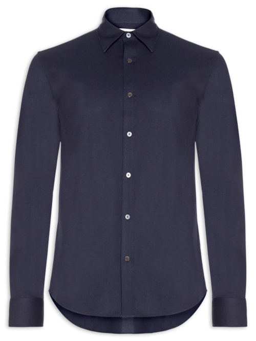 Camisa Masculina Manga Longa Maquinetada - Azul