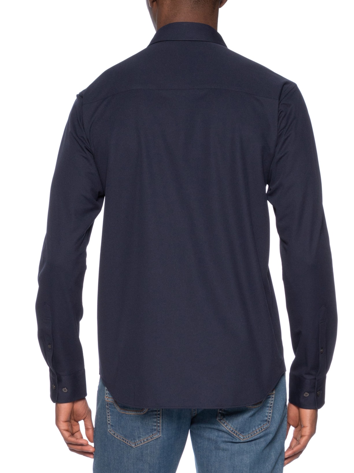 Camisa Masculina Manga Longa Maquinetada Azul Foxton