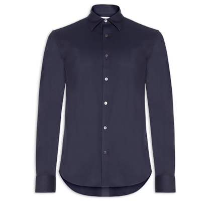 Camisa Masculina Manga Longa Maquinetada - Azul
