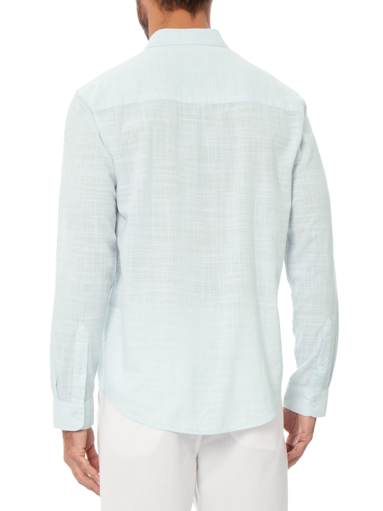 Camisa Masculina Manga Longa Mini Listra New – Azul Claro Foxton