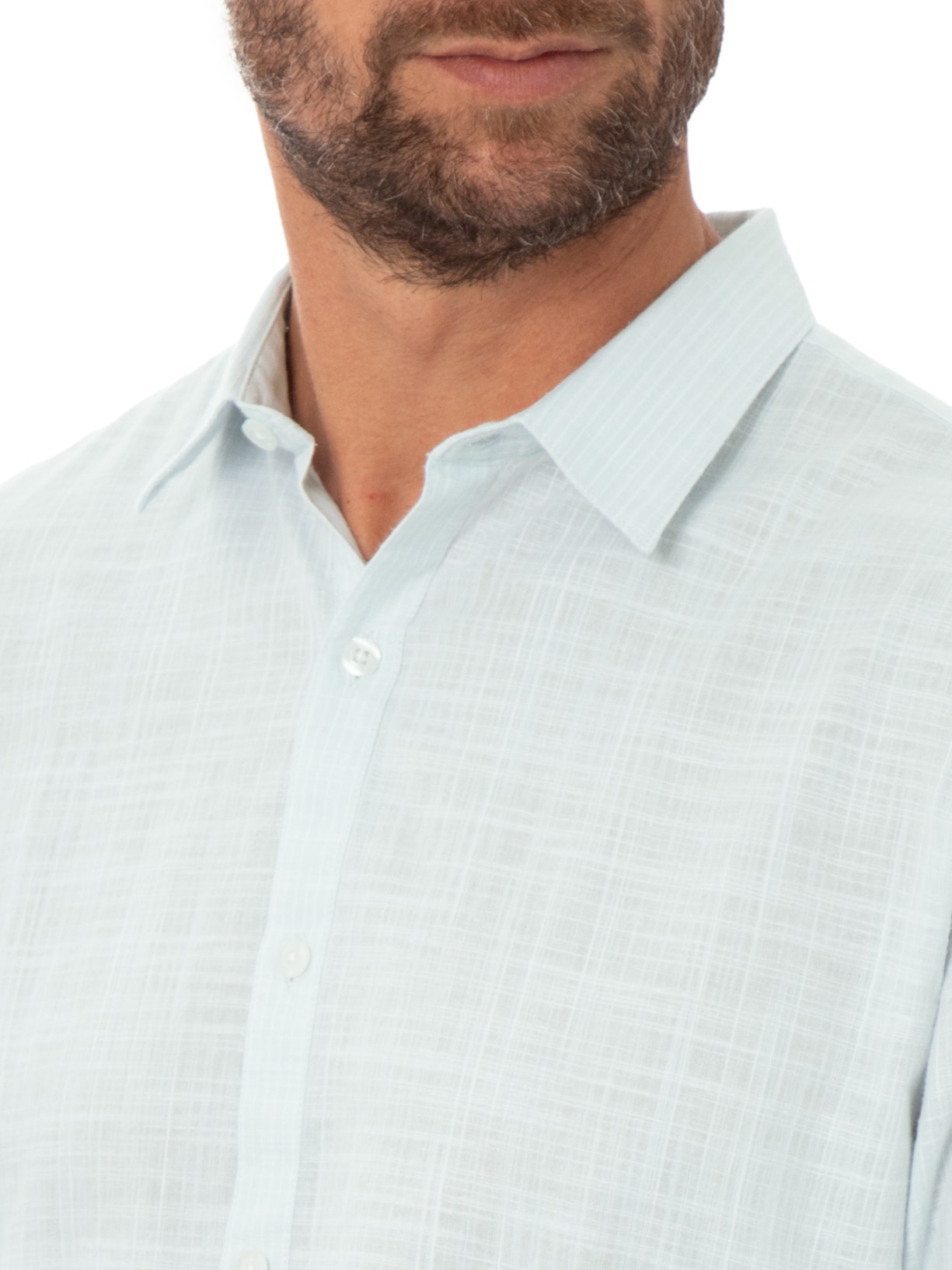 Camisa Masculina Manga Longa Mini Listra New – Azul Claro Foxton